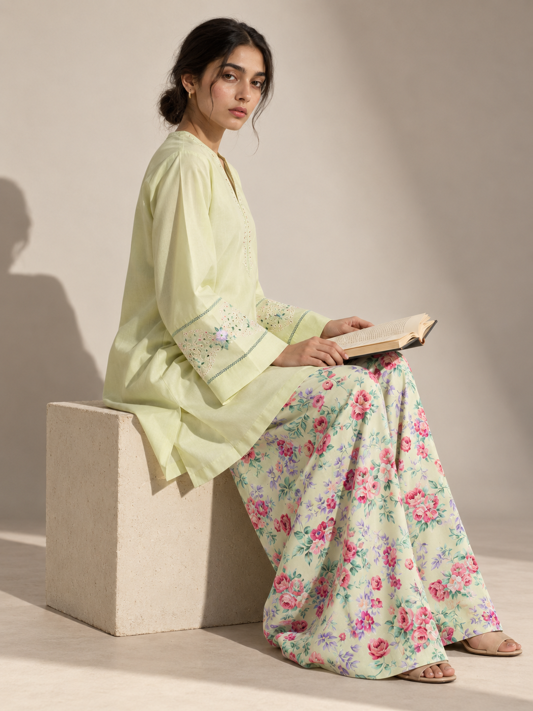 Sage Bloom Embroidered Co-ord Set