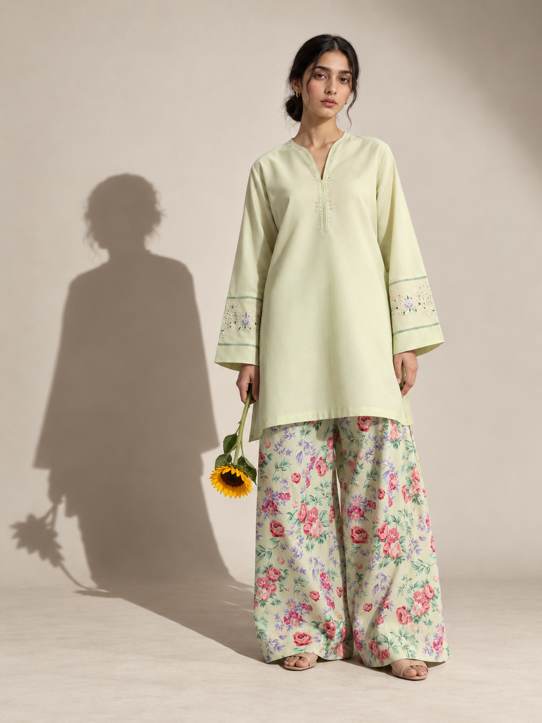 Sage Bloom Embroidered Co-ord Set