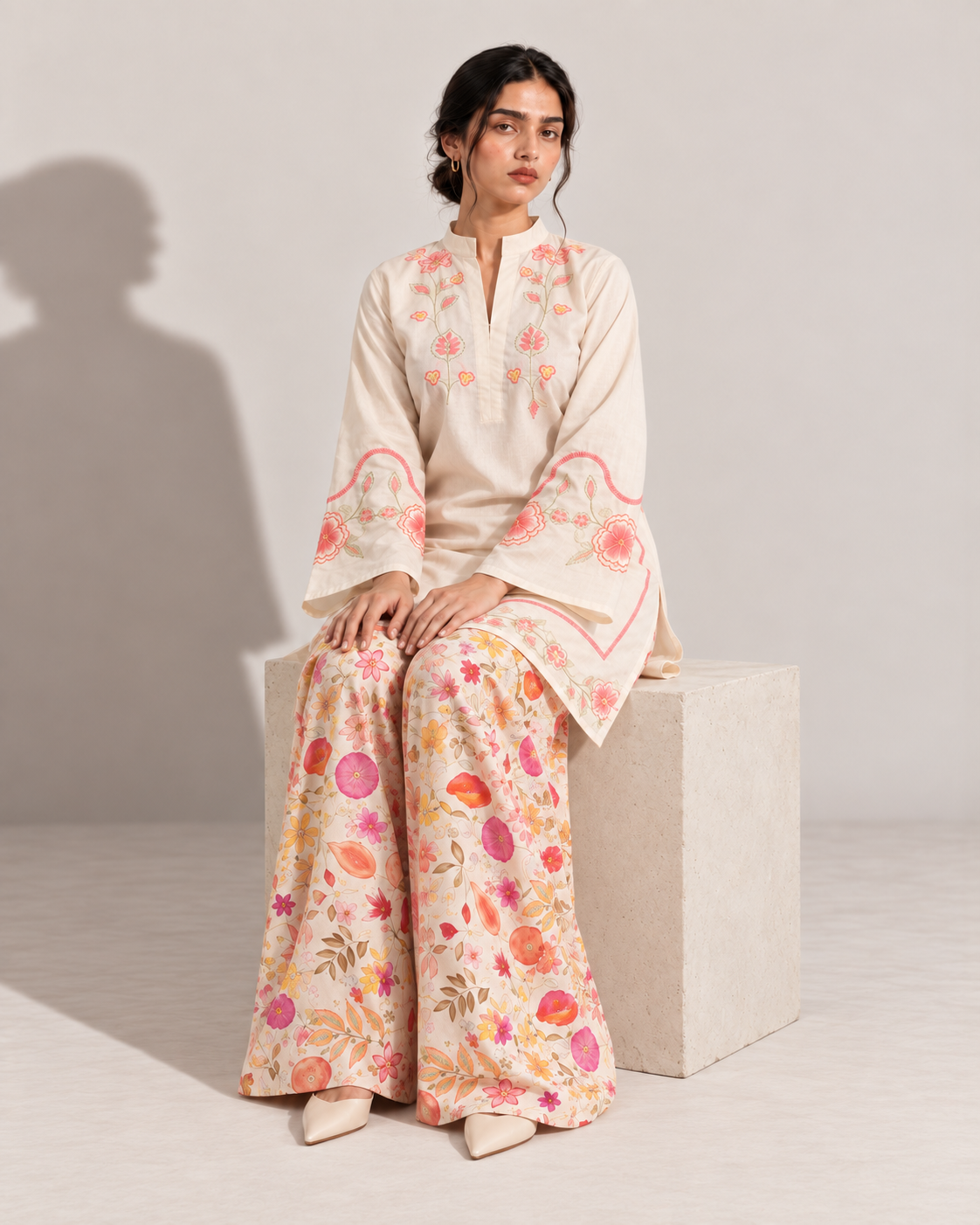 Blush Vine Embroidered Co-ord Set