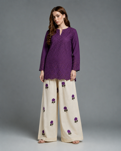 Purple Schiffli Co-ord Set